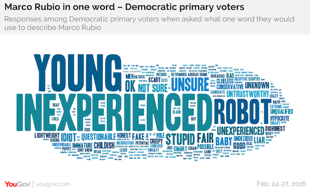Marco Rubio in one word - Democratic primary voters 