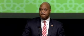 Indiana Rep. Andre Carson speaks at an Islamic Circle of North America event in 2014. (Youtube screen grab)