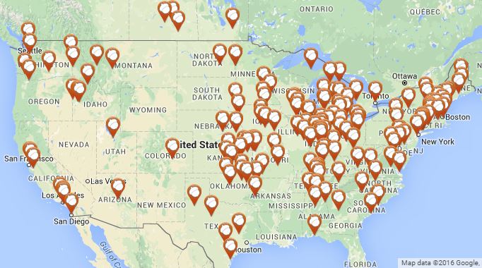 The satirical map by Cybersquirrel 1 shows every time a squirrel shut down power in 2015. 