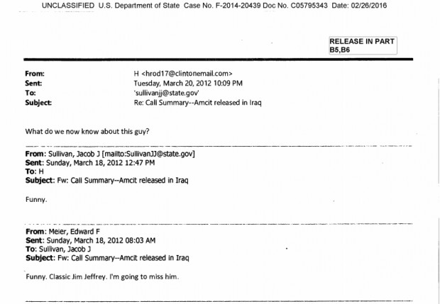 Hillary Clinton Hostage Email