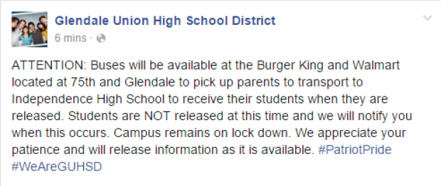 Glendale Union High School Facebook Screenshot