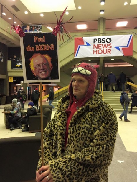 Pro-Bernie sign outside the DNC Debate in Milwaukee, WI on Feb. 11, 2016 (Philip DeVoe)