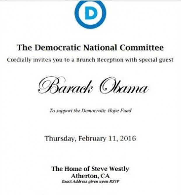 Invitation to Feb. 11 fundraiser at Steve Westly's home.