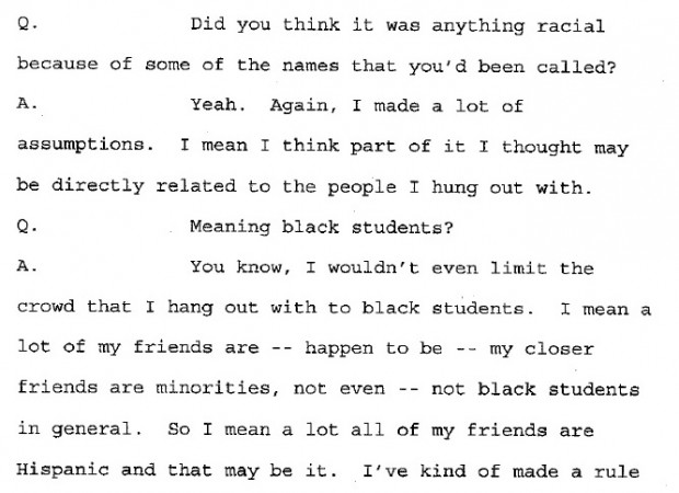 Passage from Shaun King's March 21, 1997 deposition.