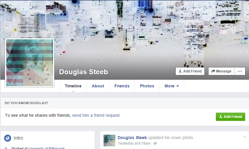 The mock 'Douglas Steeb' Facebook account, with an inverted profile [Facebook screengrab]
