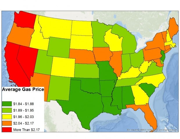 Source: Gas price data from American Automobile Association, mapped by The Daily Caller News Foundation