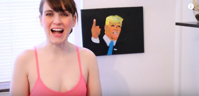 Woman paints photo of Donald Trump using her breasts