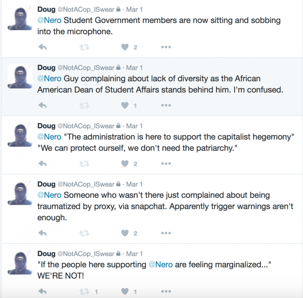 Doug Steeber's tweets of a Pitt student government meeting [Doug Steeber]
