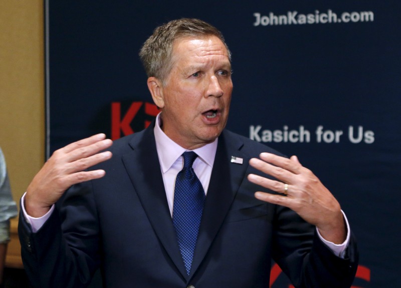 U.S. Republican presidential candidate and Ohio Governor Kasich speaks at a media event during the Republican National Committee Spring Meeting in Florida