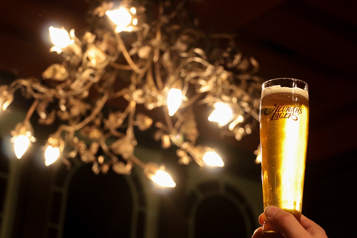 Heurich's Lager, enjoyed beneath a chandelier in the Brewmaster's Castle. Katie Frates/The Daily Caller.
