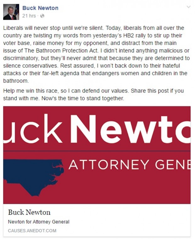 Buck Newton Facebook Screenshot