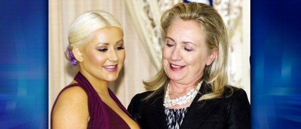 Christina Aguilera, Hillary Clinton, Screen Shot Ellen, 5-16-2016