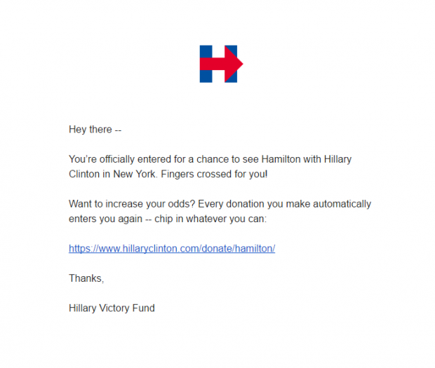 Hillary campaign email. [Screengrab]