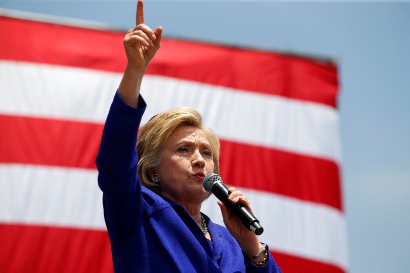 U.S. Democratic presidential candidate Hillary Clinton makes a speech during a campaign stop in Lynwood, California (Reuters Pictures)