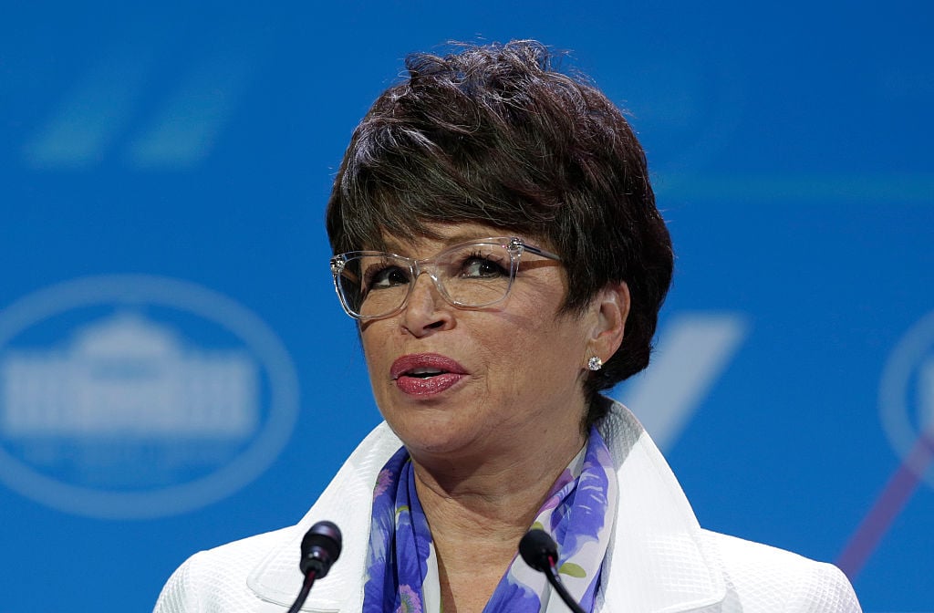 Valerie Jarrett, Senior Advisor to the President and Chair, White House Council on Women and Girls, speaks on a stage at the White House Summit on the United State of Women in Washington, DC (Getty Images)
