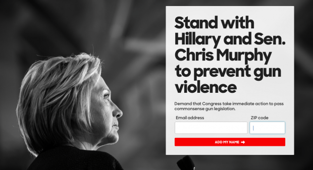 Screen capture from HillaryClinton.com