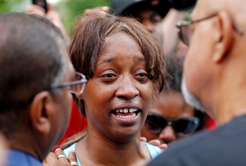 Diamond Reynolds weeps after she recounts the incidents that led to the fatal shooting of her boyfriend Philando Castile by Minneapolis area police in St Paul (Reuters Pictures)