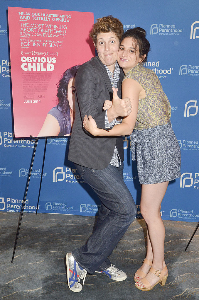 Sally Kohn and actress Jenny Slate pose for a photo during the Planned Parenthood of America/A24 special screening of "Obvious Child" (Getty Images)
