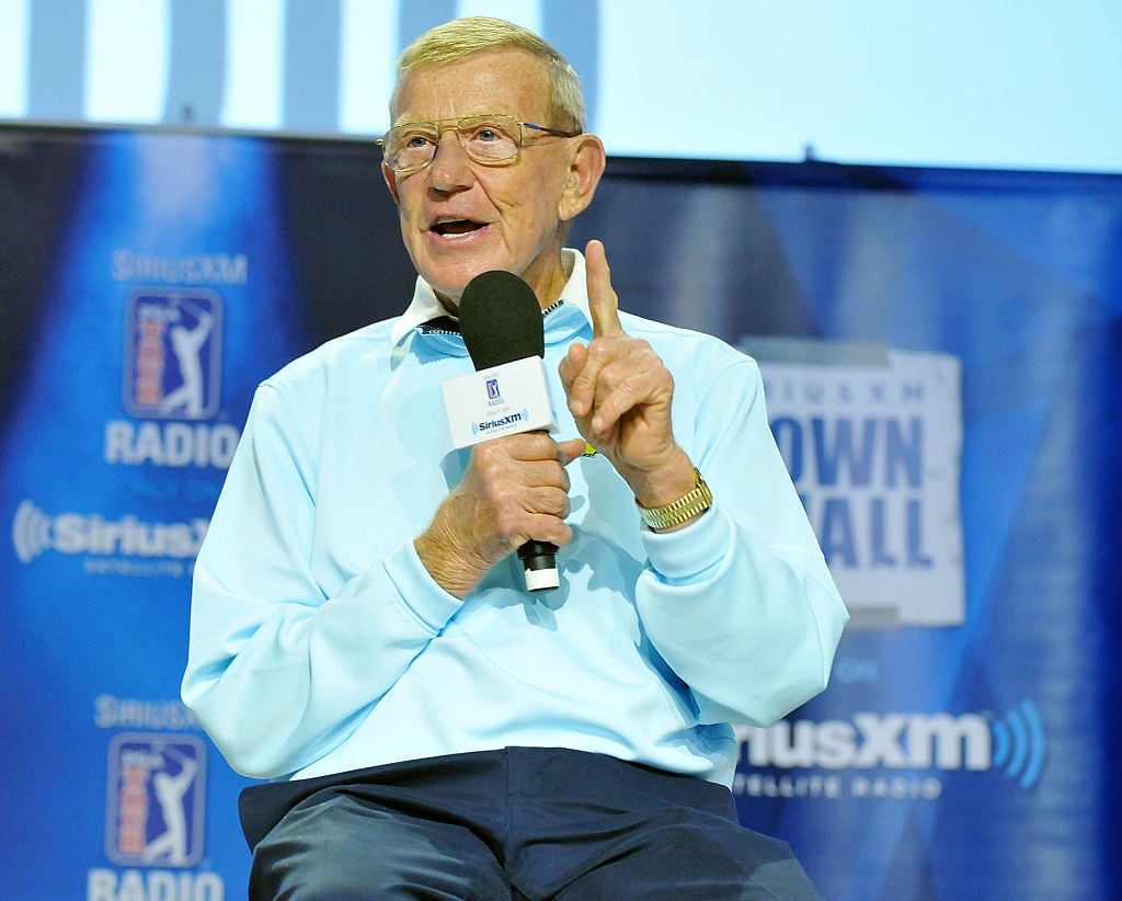 Lou Holtz at the SiriusXM PGA TOUR Radio Town Hall broadcast at the 2016 PGA Merchandise Show (Getty Images)