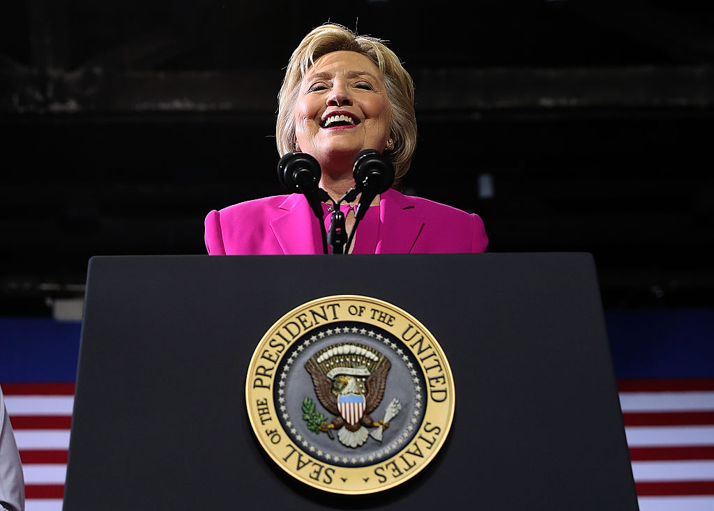 Hillary Clinton speaks during a campaign rally with U.S. president Barack Obama on July 5, 2016 in Charlotte, North Carolina (Getty Images)