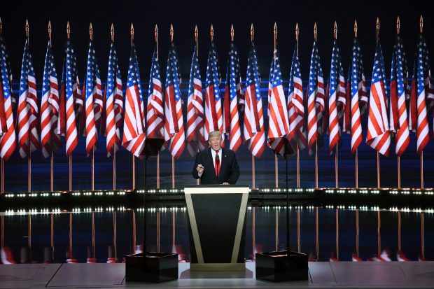 US Republican presidential candidate Donald Trump speaks on the last day of the Republican National Convention on July 21, 2016, in Cleveland, Ohio. / AFP / JIM WATSON (Photo credit should read JIM WATSON/AFP/Getty Images)