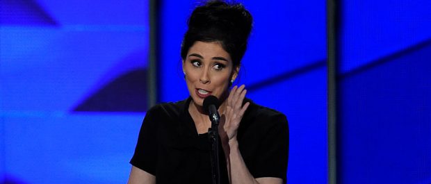 Comedian Sarah Silverman speaks during Day 1 of the Democratic National Convention at the Wells Fargo Center in Philadelphia, Pennsylvania, July 25, 2016. / AFP / SAUL LOEB (Photo credit should read SAUL LOEB/AFP/Getty Images)