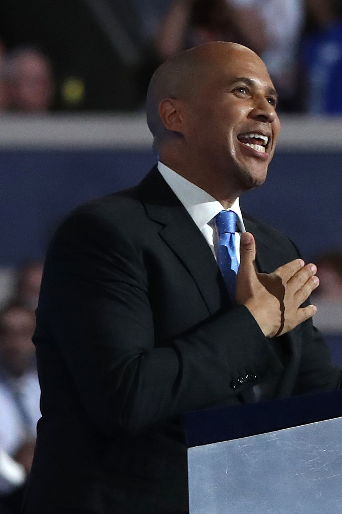 Cory Booker gives a speech on the first day of the Democratic National Convention (Getty Images)