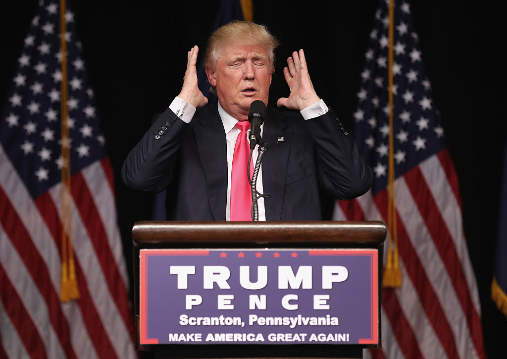 Donald Trump addresses a crowd of supporters on July 27, 2016 in Scranton, Pennsylvania. (Getty Images)