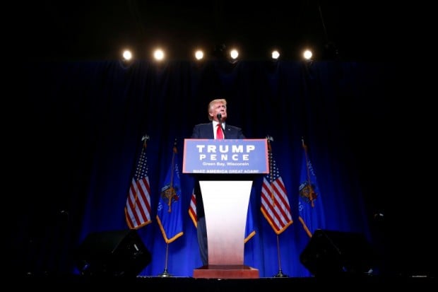 Republican U.S. Presidential nominee Donald Trump attends campaign event at the KI Convention Center in Green Bay, Wisconsin