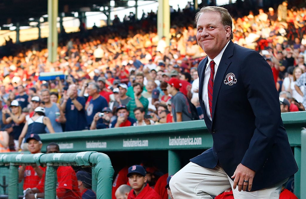 Curt Schilling is introduced before being inducted into the Red Sox Hall of Fame (Getty Images)