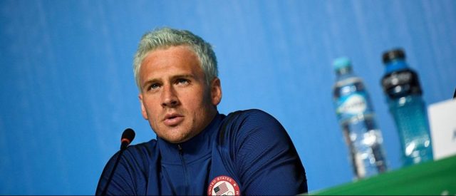 U.S. swimmer Ryan Lochte holds a press conference on August 3, 2016 in Rio de Janeiro, two days ahead of the opening ceremony of the Rio 2016 Olympic Games