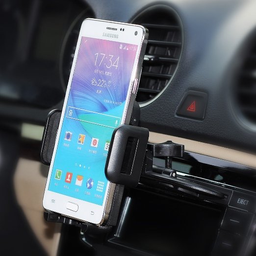 This universal car mount can support both iPhone and Samsung phones (Photo via Amazon). 