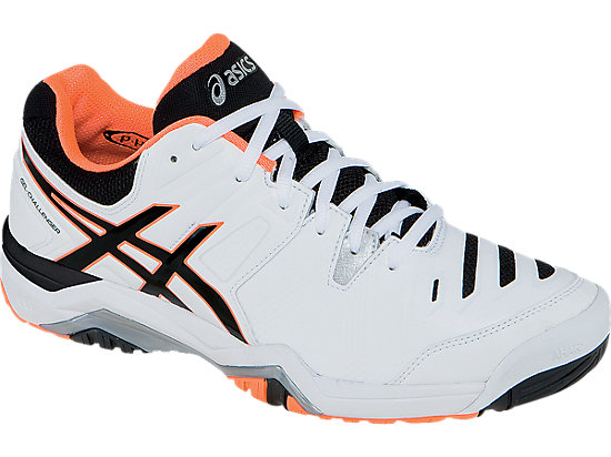 This tennis shoe comes in four color styles: white and orange, white and green, white and blue, and blue and yellow (Photo via ASICS)
