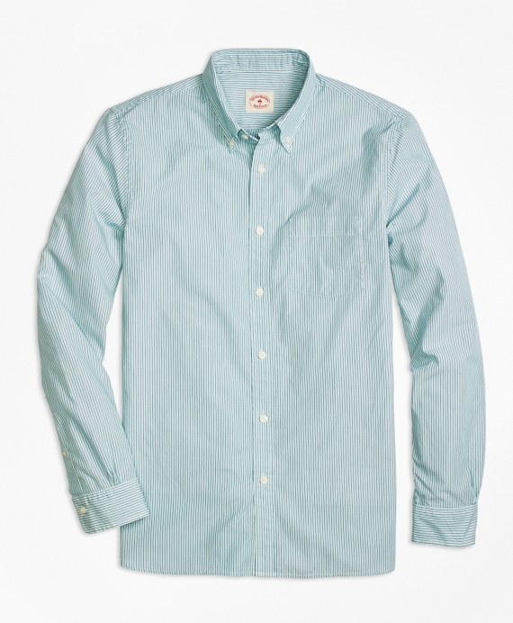 Normally $65, this green striped shirt is available for just $32.50 (Photo via Brooks Brothers)