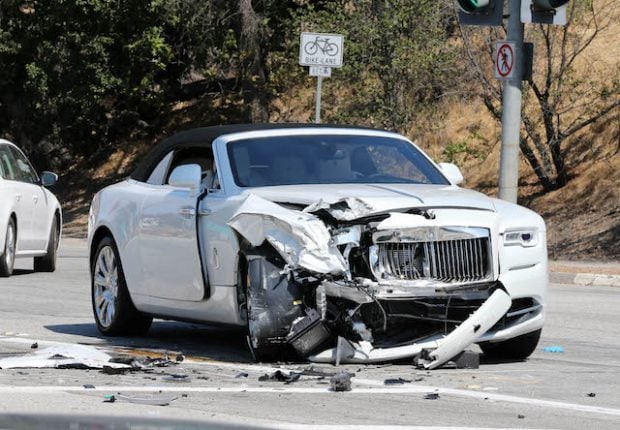 Scene from Kris Jenner car crash in Calabasas in her white Rolls-Royce into a green Prius <P> Pictured: Kris Jenner <B>Ref: SPL1329405 030816 </B><BR /> Picture by: Clint Brewer / Splash News<BR /> </P><P> <B>Splash News and Pictures</B><BR /> Los Angeles:310-821-2666<BR /> New York: 212-619-2666<BR /> London: 870-934-2666<BR /> photodesk@splashnews.com<BR /> </P>