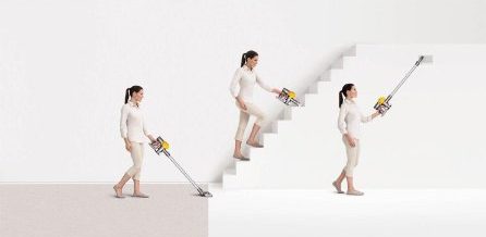 This woman demonstrates the many uses for a cordless vacuum (Photo via Amazon)