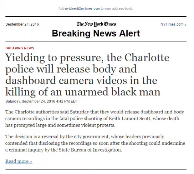 The New York Times' bungled breaking news alert. [Email screengrab]