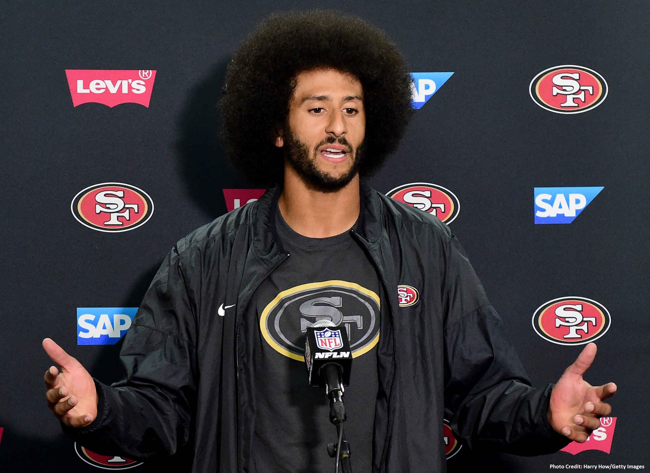 Kaepernick has caught a lot of criticism for his protest. (Photo by Harry How/Getty Images)