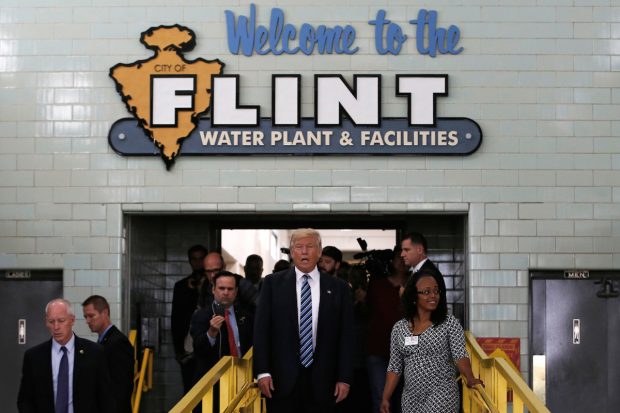 Donald Trump tours the Flint Water Plant and Facilities in Flint, Michigan, September 14, 2016