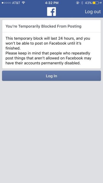 Facebook screenshot
