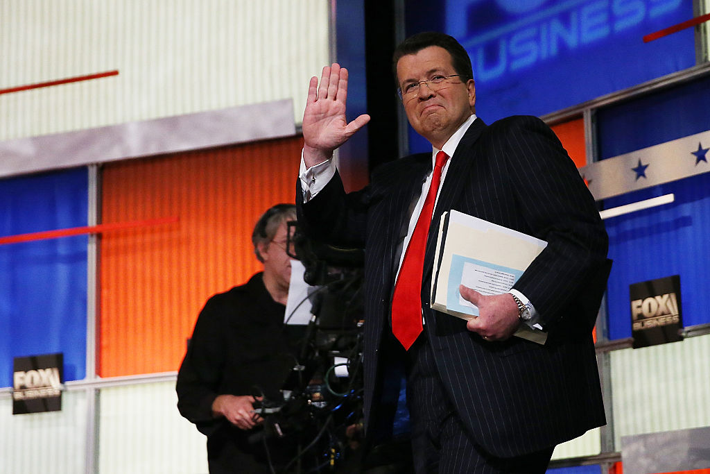 Neil Cavuto, moderator of the Fox Business Network Republican presidential debate arrives on stage at the North Charleston Coliseum and Performing Arts Center on January 14, 2016 (Getty Images)