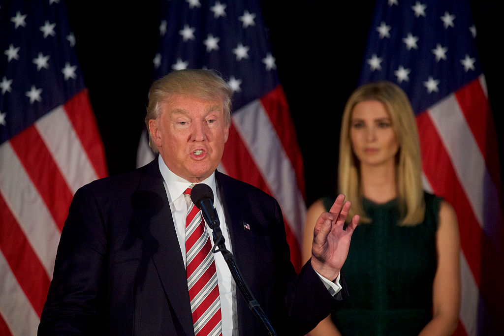 Donald Trump holds a campaign event with his daughter, Ivanka, at the Aston Township Community Center on September 13, 2016 (Getty Images)
