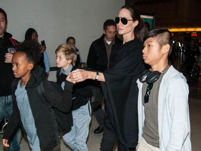 Jolie with Pax, Zahara, Shiloh, and Maddox. (Photo: Splash News)