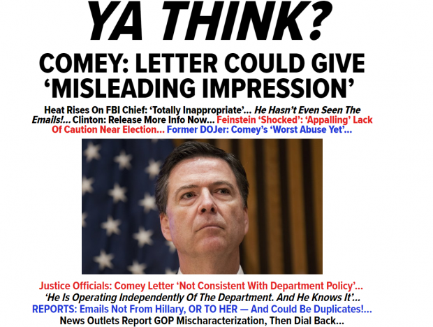 The Huffington Post's meltdown over James Comey's email announcement [Huffington Post screengrab]