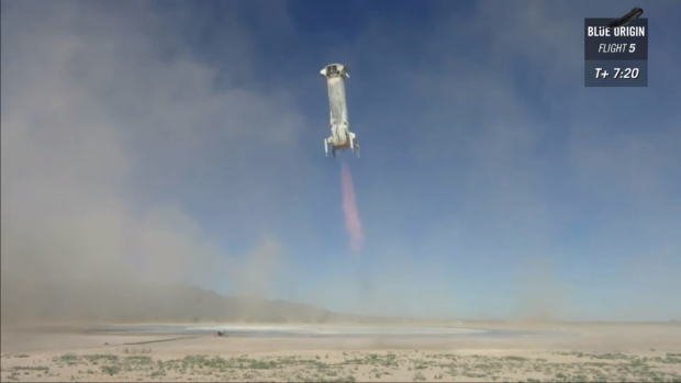 Blue Origins New Sheppard rocket successfully returns to Earth after its 5th trip to space. S
