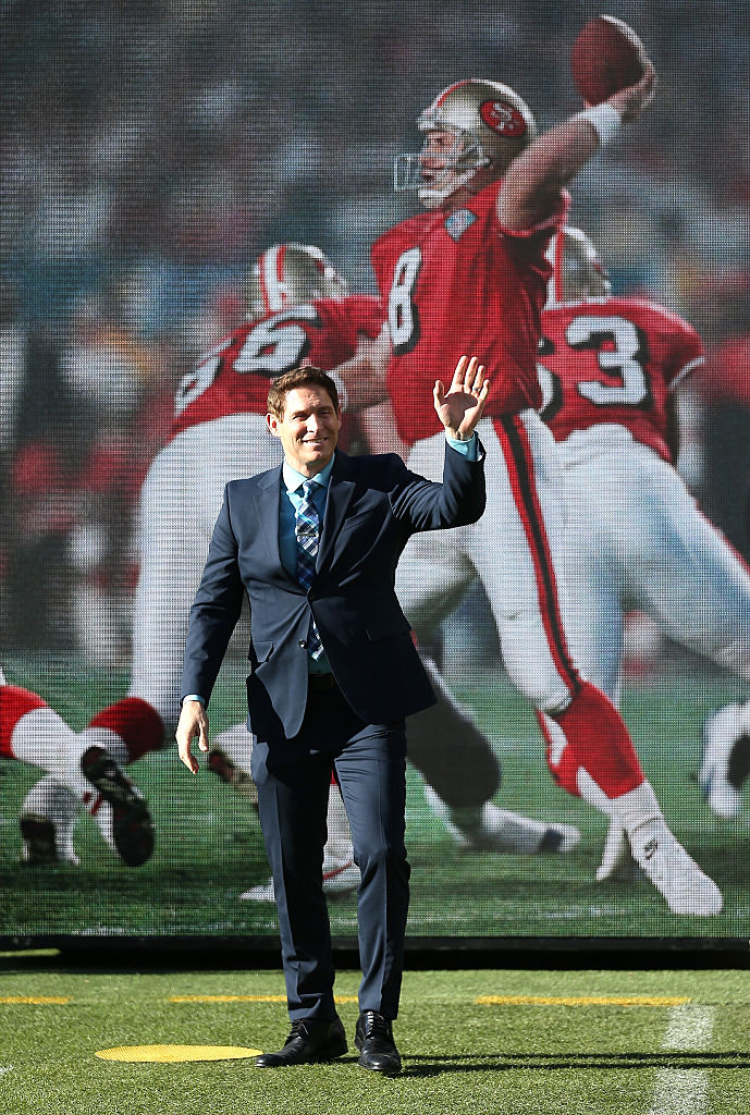 Super Bowl XXIX MVP Steve Young of the San Francisco 49ers looks on during Super Bowl 50 between the Denver Broncos and the Carolina Panthers at Levi's Stadium on February 7, 2016 in Santa Clara, California. (Photo by Patrick Smith/Getty Images)