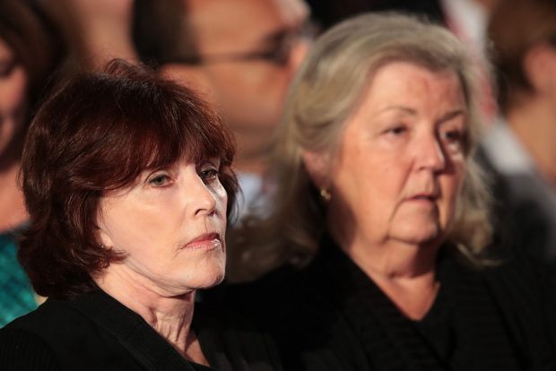 ST LOUIS, MO - OCTOBER 09: (L-R) Kathleen Willey and Juanita Broaddrick sit before the town hall debate at Washington University on October 9, 2016 in St Louis, Missouri. This is the second of three presidential debates scheduled prior to the November 8th election. (Photo by Scott Olson/Getty Images)