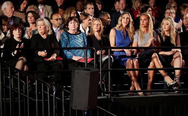 ST LOUIS, MO - OCTOBER 09: (L-R) Kathleen Willey, Juanita Broaddrick, Kathy Shelton, a guest, Republican presidential nominee Donald Trump's daughters-in-law Lara Trump and Vanessa Trump and daughter Tiffany Trump during the town hall debate at Washington University on October 9, 2016 in St Louis, Missouri. This is the second of three presidential debates scheduled prior to the November 8th election. (Photo by Chip Somodevilla/Getty Images)