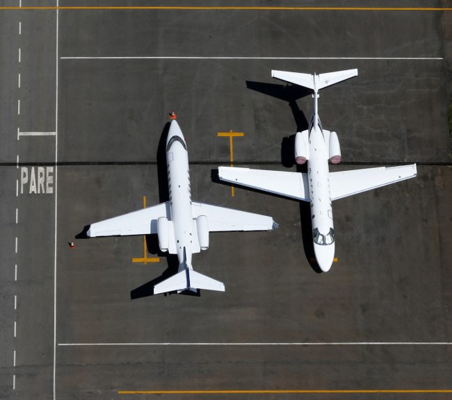 Learjets are seen parked at Congonhas airport in Sao Paulo