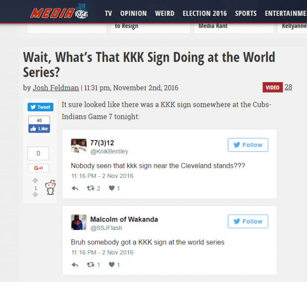 Mediaite's KKK goof [Screengrab]